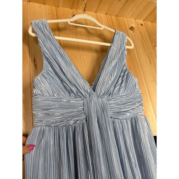 NWT Lulus Melitta Light Blue Plisse Sash Maxi Dress Wedding Bridesmaid Size L - Picture 6 of 9
